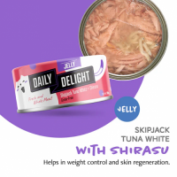 Daily Delight Jelly Skipjack Tuna White with Shirasu 無穀物低鎂白鰹吞拿魚+銀魚 80g x24罐  DD55