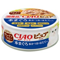 CIAO Pure 無穀物藍鰭吞拿+帶子入貓罐頭 70g CC-44