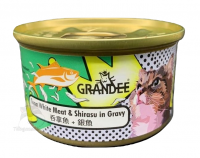 Grandee 無穀物 汁煮吞拿⿂+銀⿂(魩仔魚) 貓罐頭 80g  X24罐 原箱優惠 (綠)