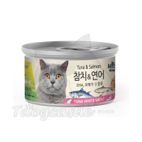 BOW WOW Tuna White Meat with Salmon 高級白吞拿魚+三文魚貓湯罐 80G 