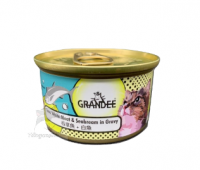 Grandee 無穀物 汁煮吞拿⿂+白⿂(鯛魚) 貓罐頭 80gX24罐 原箱優惠 (藍)