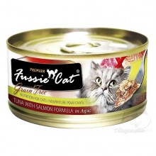 Fussie Cat Premium 高竇貓純天然貓罐頭 (吞拿魚+三文魚) 80g