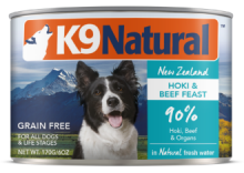 K9 Natural Hoki and Beef Feast Can 牛肉+藍尖尾鱈魚盛宴 370G