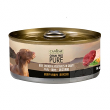 Pure 無穀物 全犬主食罐頭 雞肉，白身吞拿魚， 三文魚與蔬菜 70G