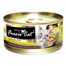 Fussie Cat Premium 高竇貓純天然貓罐頭 (吞拿魚+BB蜆肉) 80g