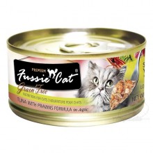 Fussie Cat Premium 高竇貓純天然貓罐頭 (吞拿魚+虎蝦) 80g