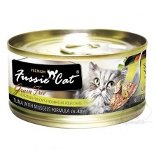 Fussie Cat Premium 高竇貓純天然貓罐頭 (吞拿魚+青口) 80g